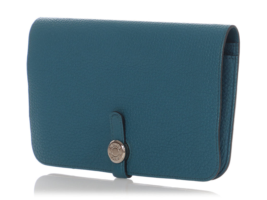 Hermès Turquoise Clémence Dogon Wallet