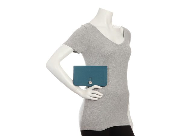 Hermès Turquoise Clémence Dogon Wallet