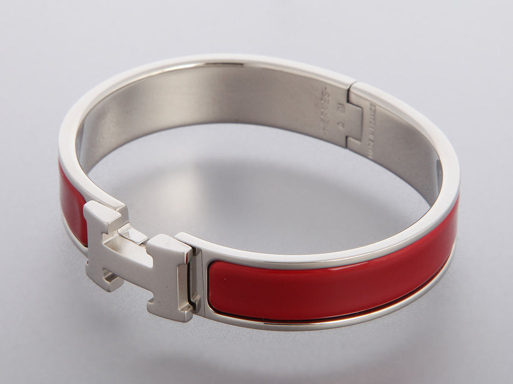 Hermès Narrow Red Enamel Clic-Clac Bracelet