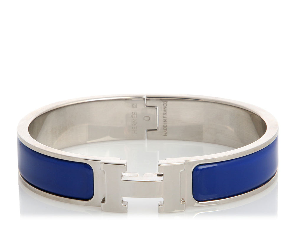 Hermès Narrow Blue Enamel Clic-Clac Bracelet