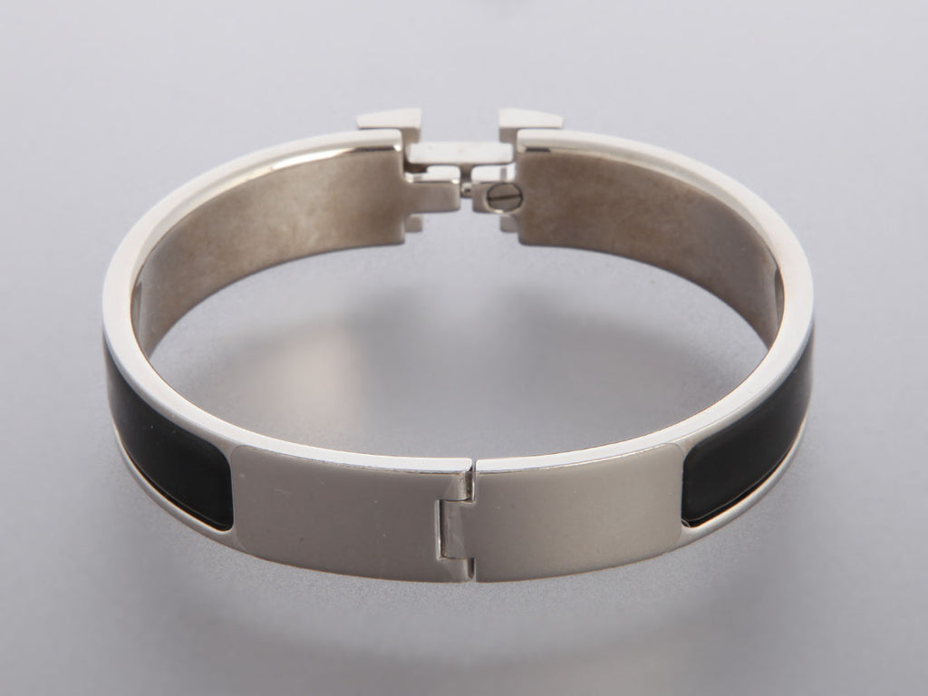 Hermès Narrow Black Enamel Clic-Clac Bracelet