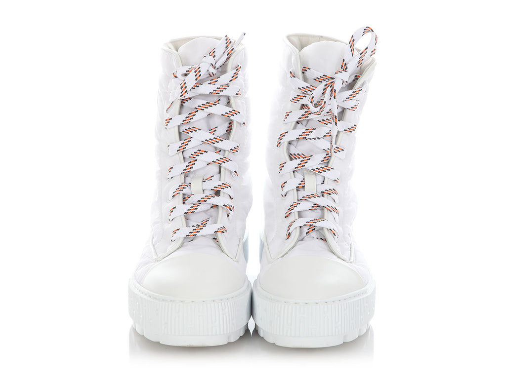 Hermès White Nylon Fresh Boots