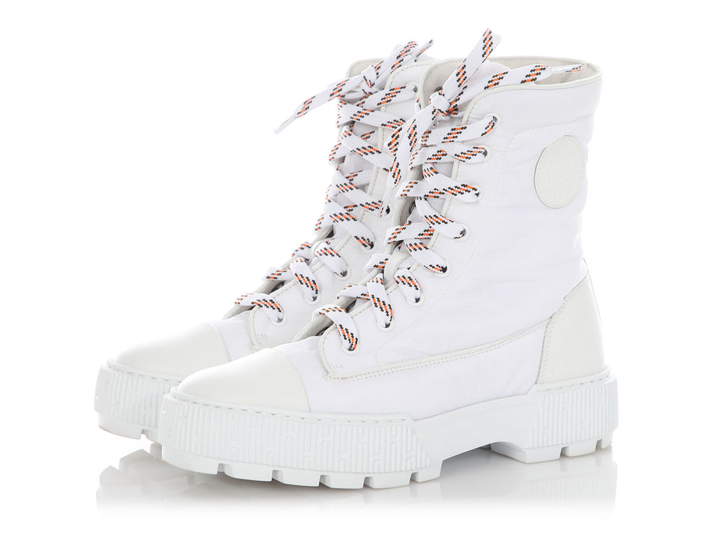 Hermès White Nylon Fresh Boots