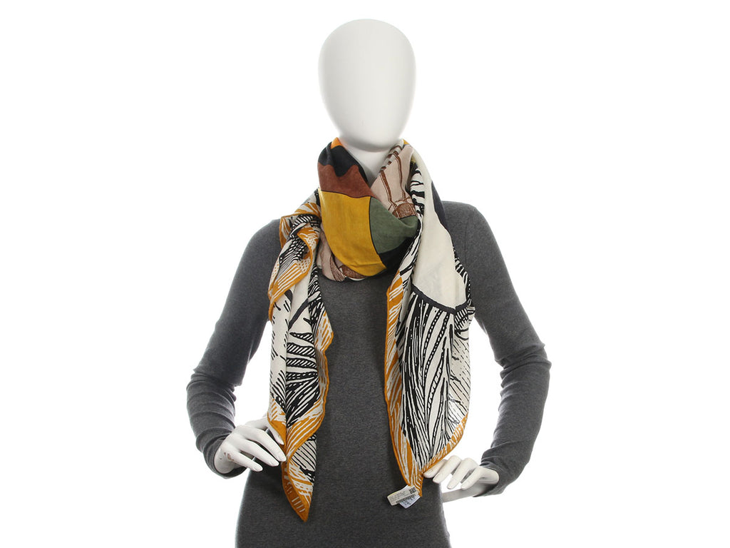 Hermès Cavalier en Formes Cashmere Silk Shawl 140cm