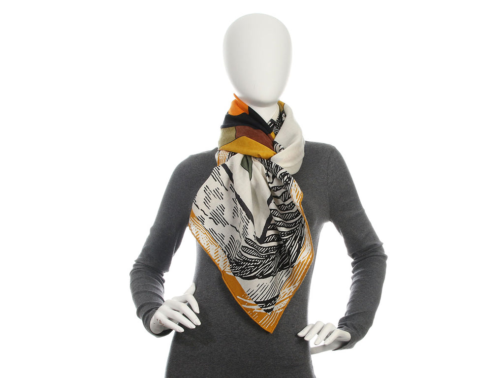 Hermès Cavalier en Formes Cashmere Silk Shawl 140cm