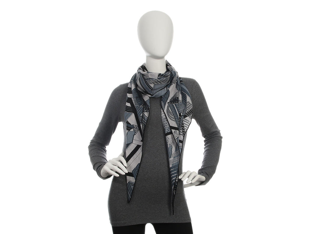 Hermès Sangles en Zigzag Cashmere Silk Losange GM