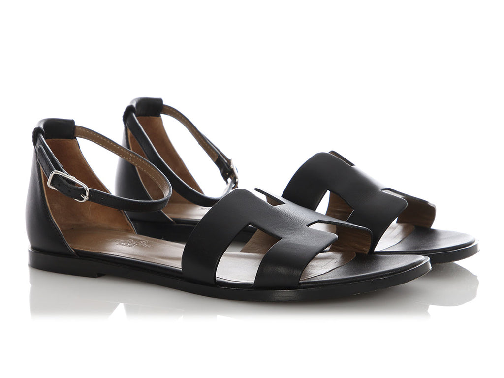 Hermès Black Santorini Sandals
