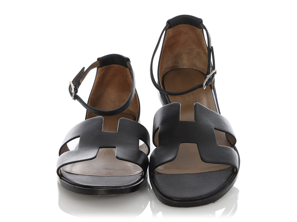 Hermès Black Santorini Sandals