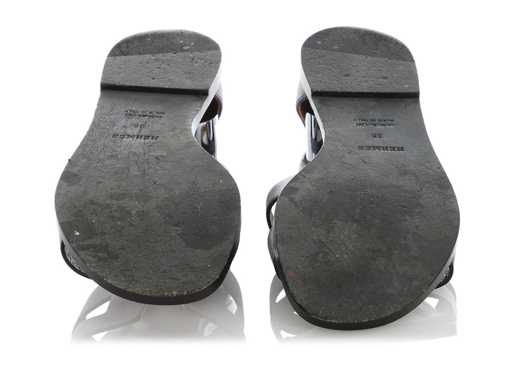 Hermès Black Santorini Sandals