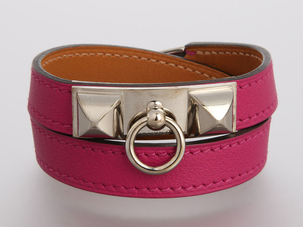 Hermès Purple Swift Rivale Double Tour Bracelet