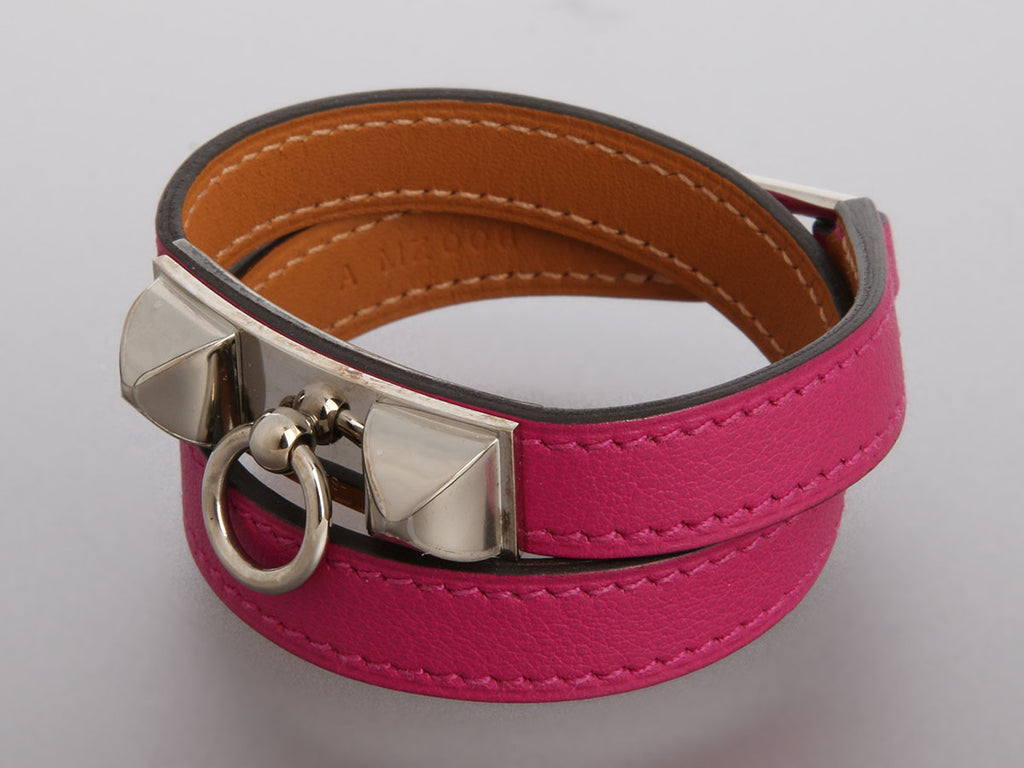 Hermès Purple Swift Rivale Double Tour Bracelet