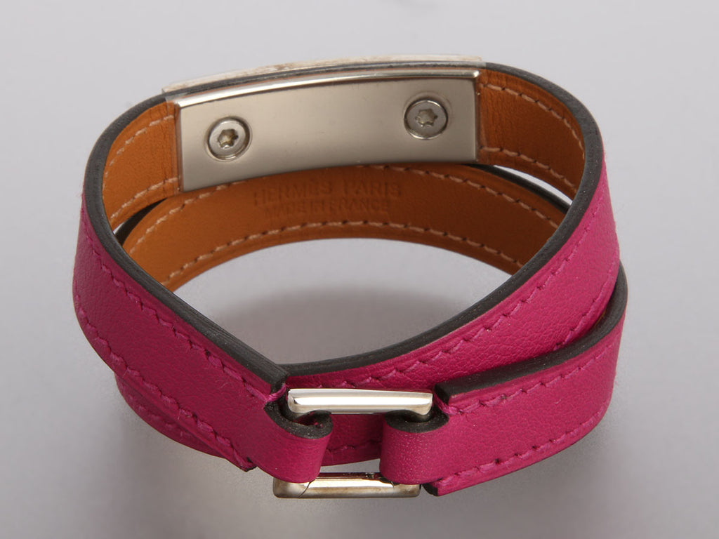 Hermès Purple Swift Rivale Double Tour Bracelet