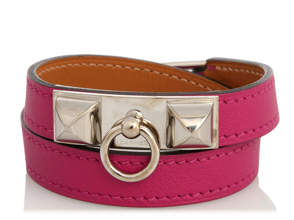 Hermès Purple Swift Rivale Double Tour Bracelet