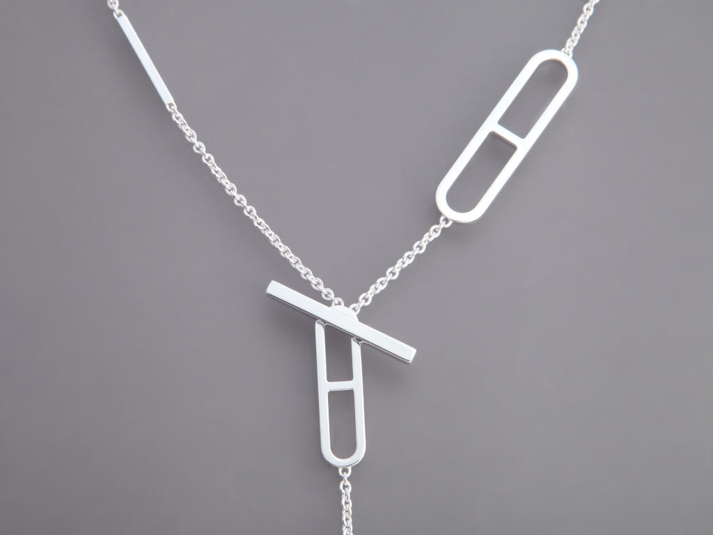 Hermès Sterling Silver Ever Chaine d’Ancre Lariat Necklace