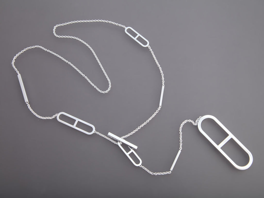 Hermès Sterling Silver Ever Chaine d’Ancre Lariat Necklace