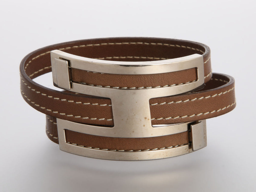 Hermès Etoupe Swift Pousse-Pousse Wrap Bracelet
