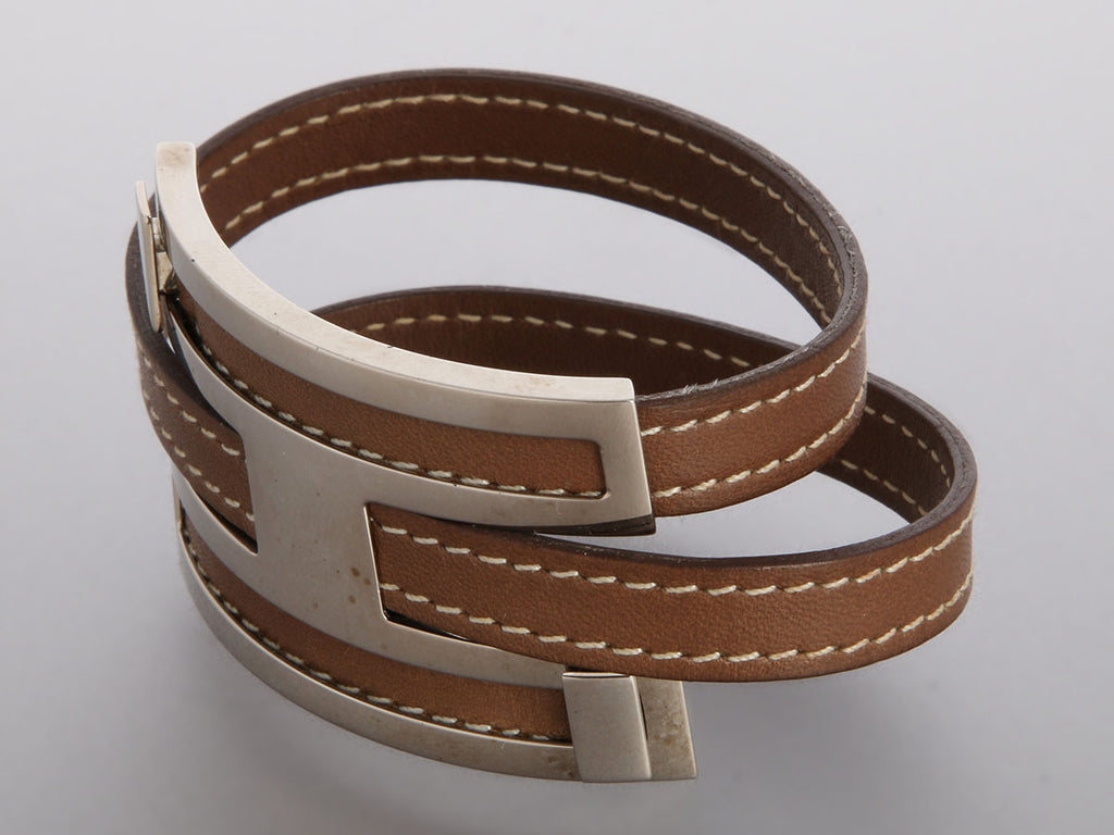 Hermès Etoupe Swift Pousse-Pousse Wrap Bracelet