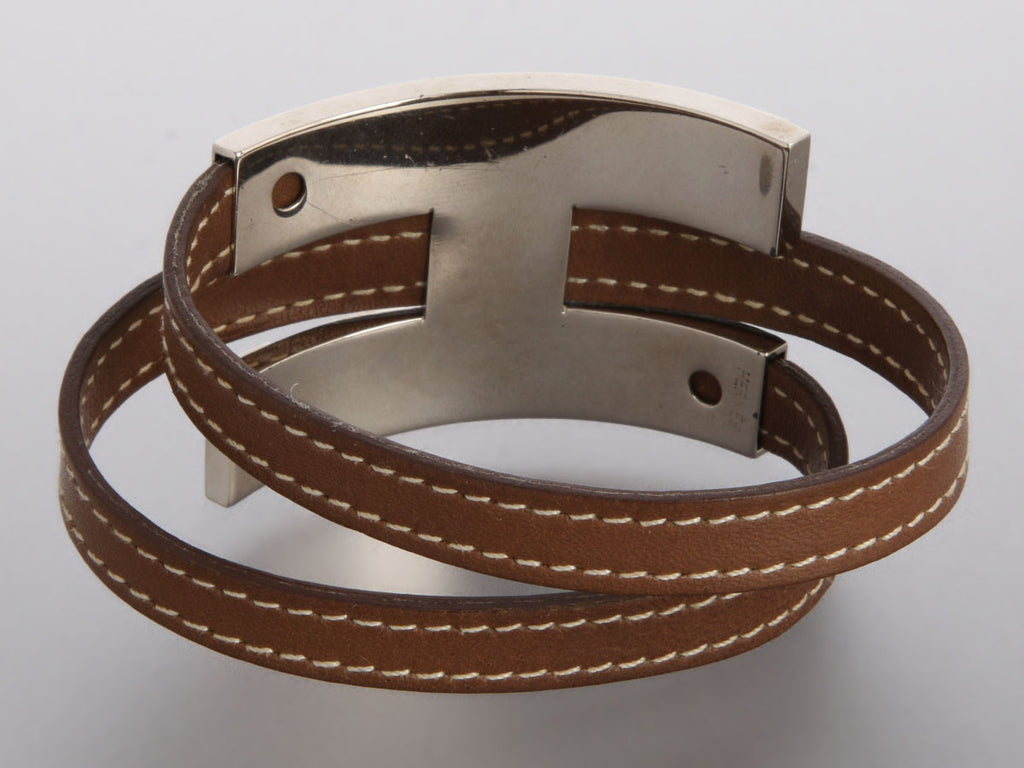 Hermès Etoupe Swift Pousse-Pousse Wrap Bracelet