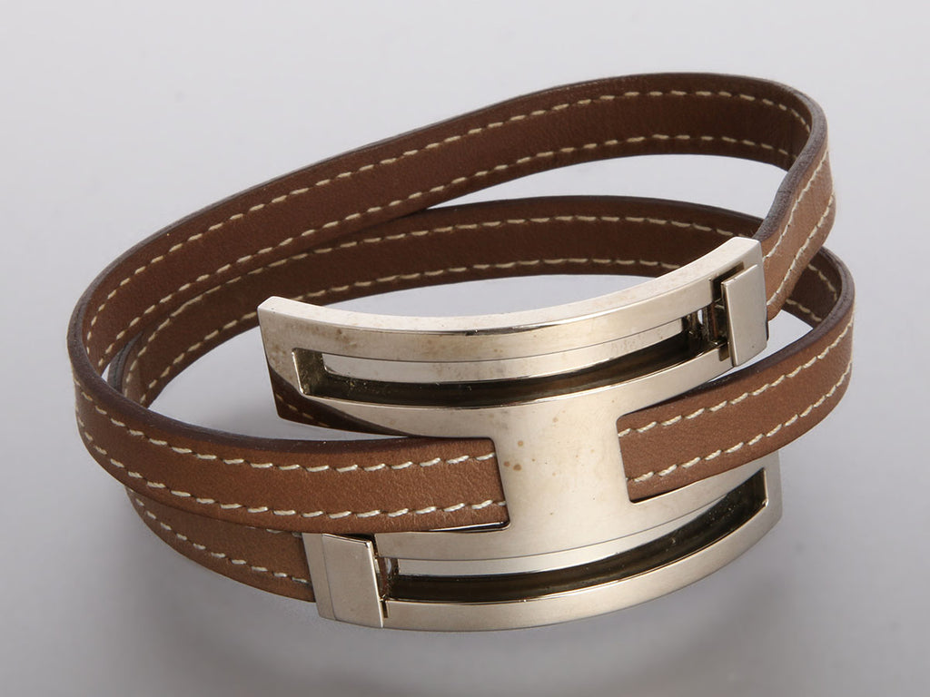 Hermès Etoupe Swift Pousse-Pousse Wrap Bracelet