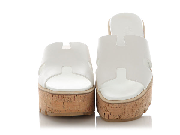 Hermès White Eze 30 Sandals