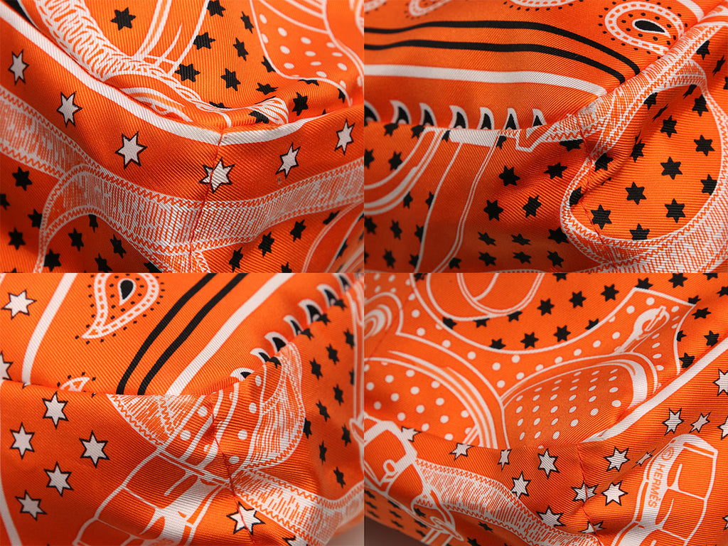 Hermès Orange Silk Eperon d’Or Bandana Fourbi 20 Insert