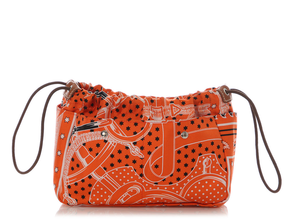 Hermès Orange Silk Eperon d’Or Bandana Fourbi 20 Insert