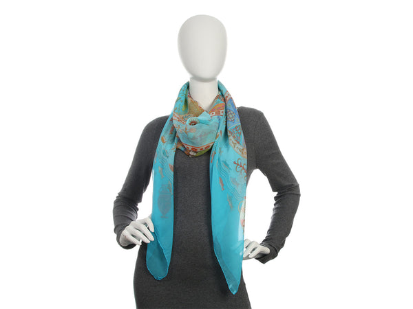 Hermès Escales Méditerranéennes Mousseline Shawl 140cm