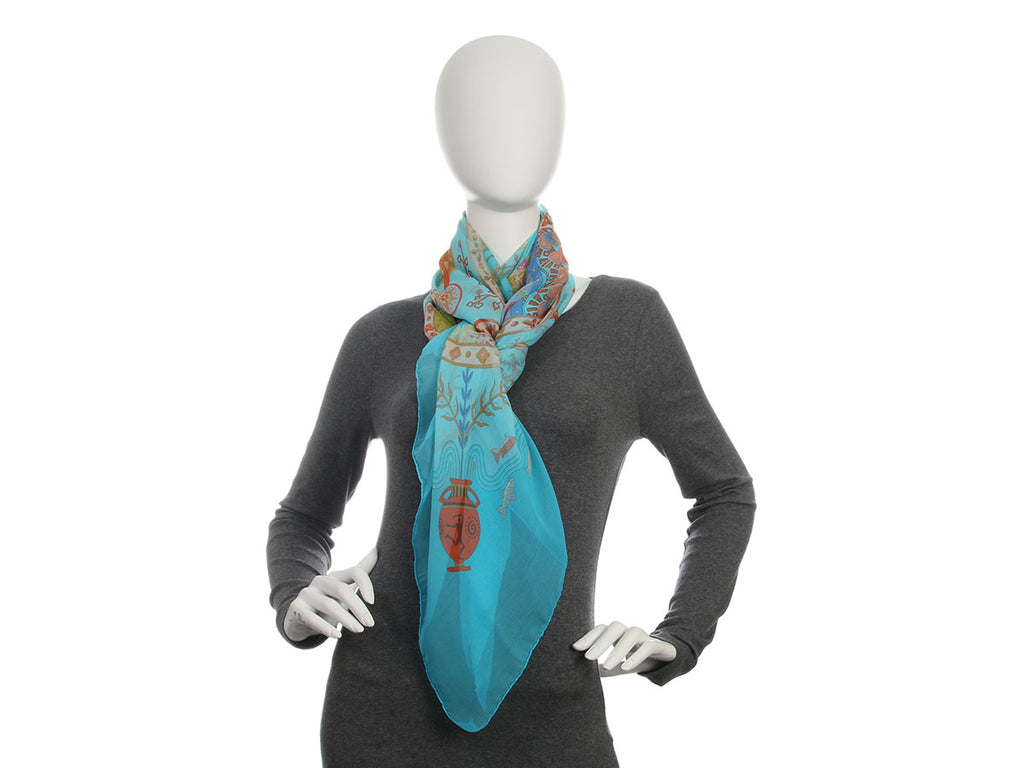 Hermès Escales Méditerranéennes Mousseline Shawl 140cm