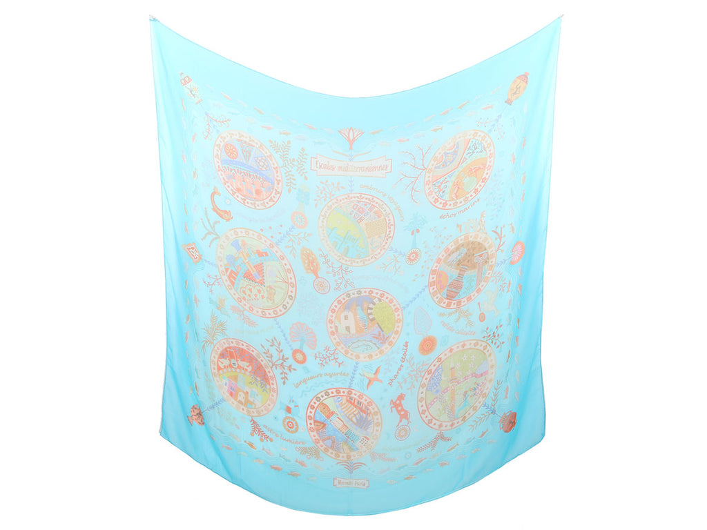 Hermès Escales Méditerranéennes Mousseline Shawl 140cm