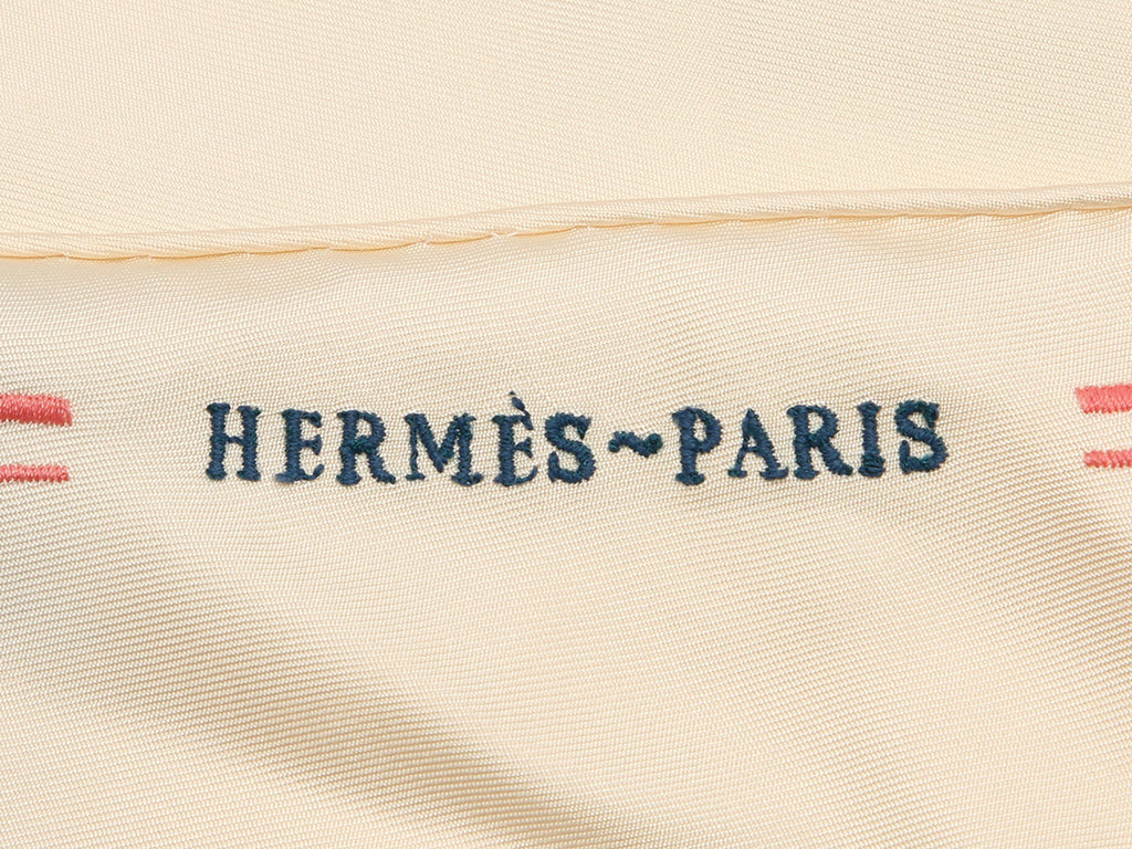 Hermès Liste au Bloc Embroidered Triangle Silk Scarf