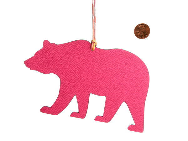 Hermès Rose Tyrien and Etoupe California Bear Petit H Charm