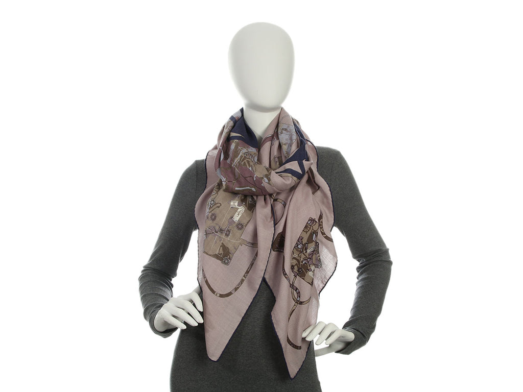 Hermès Kelly en Calèche Cashmere Silk Shawl 140cm