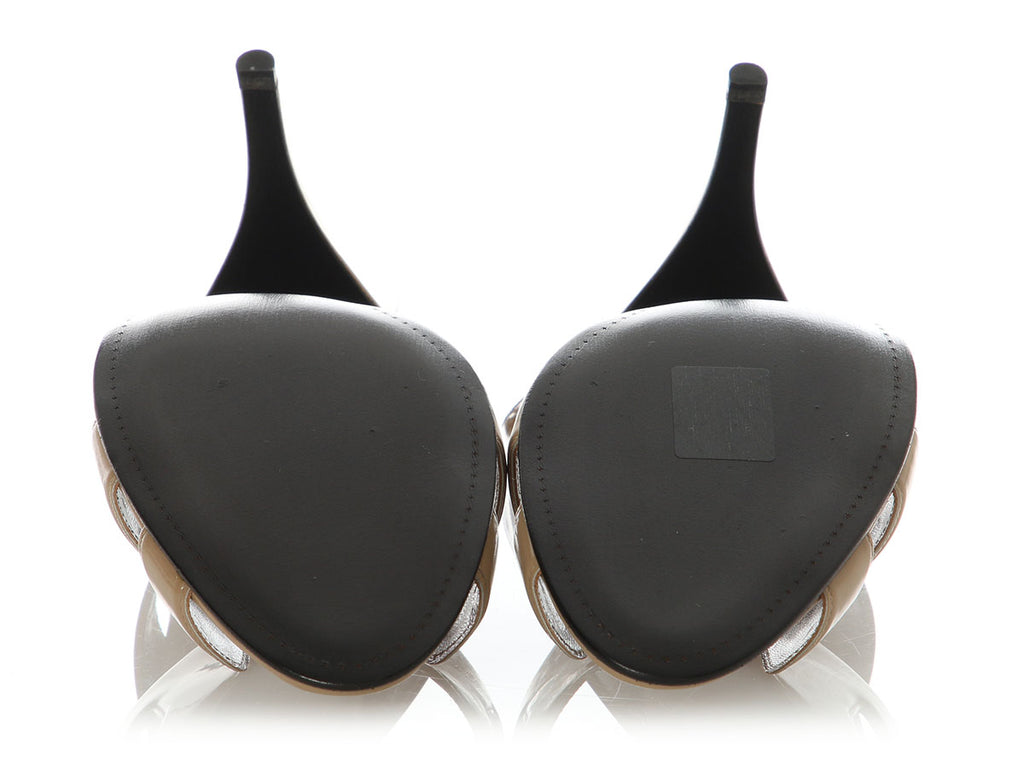 Hermès Beige Patent Night Slingback Sandals