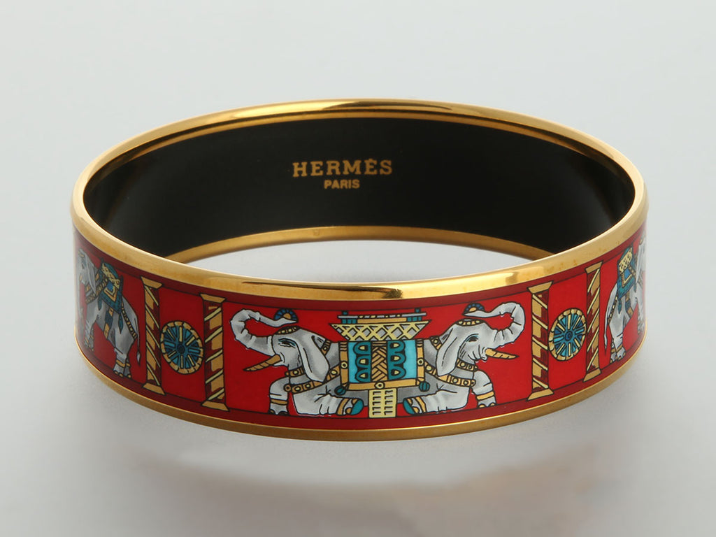 Hermès Wide Torana Elephant Enamel Bangle