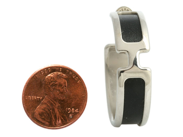 Hermès Black Leather Olympe Earrings