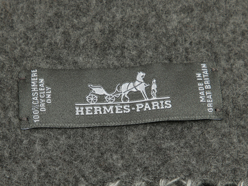 Hermès Gray Horse Head Reversible Cashmere Stole