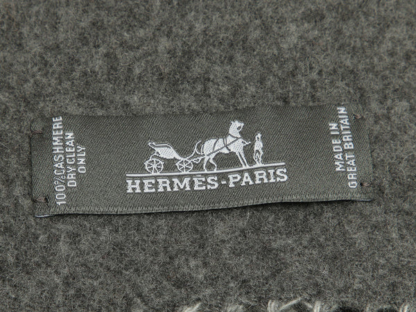 Hermès Gray Horse Head Reversible Cashmere Stole