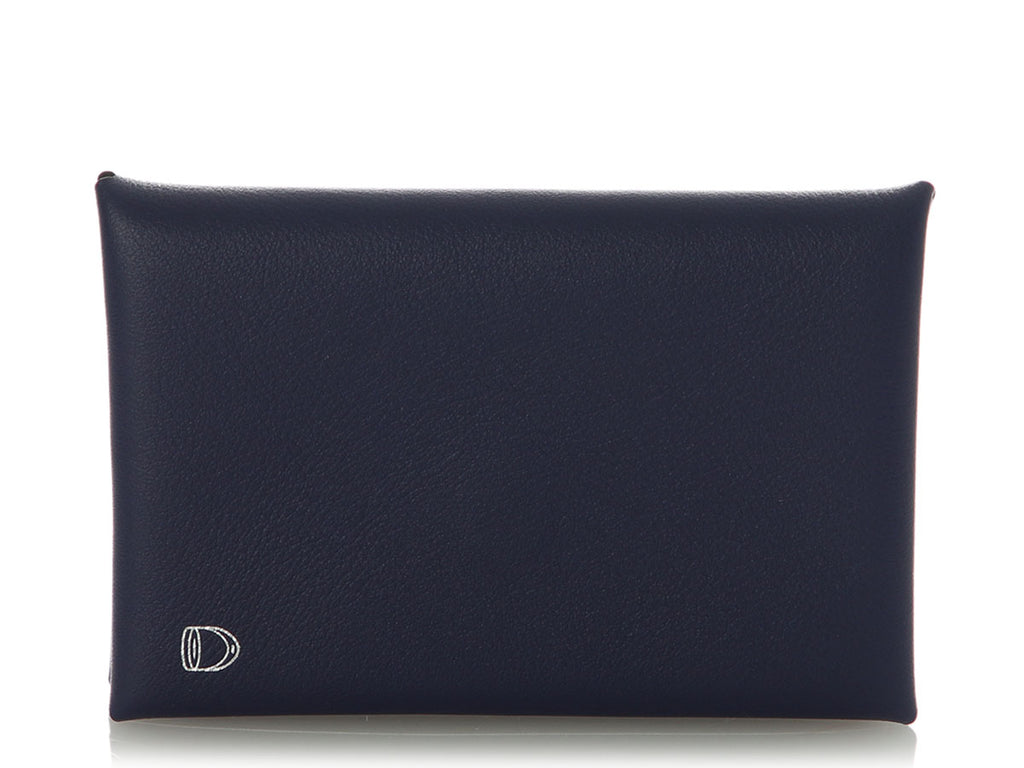 Hermès SO Bleu Encre and Bleu Jean Swift Calvi Verso Card Holder