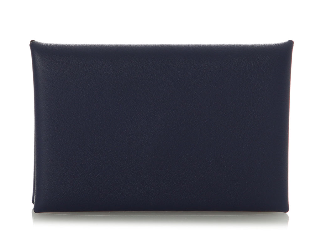 Hermès SO Bleu Encre and Bleu Jean Swift Calvi Verso Card Holder