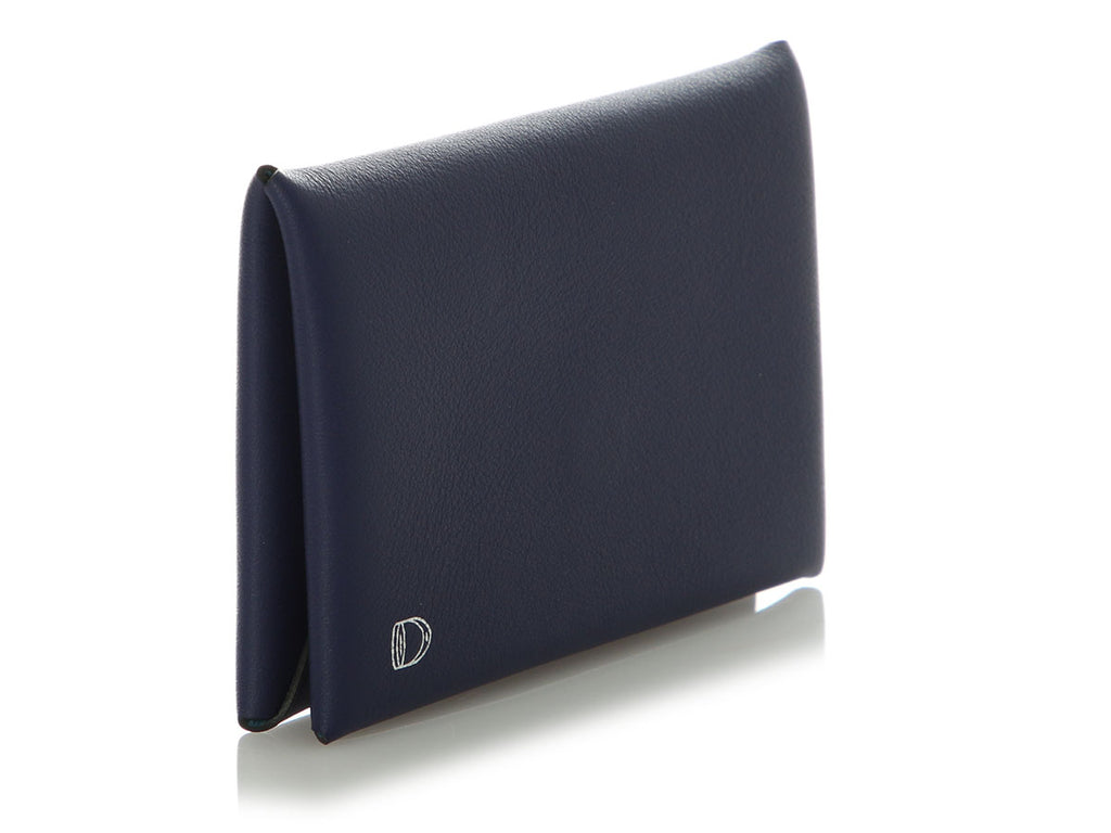 Hermès SO Bleu Encre and Bleu Jean Swift Calvi Verso Card Holder