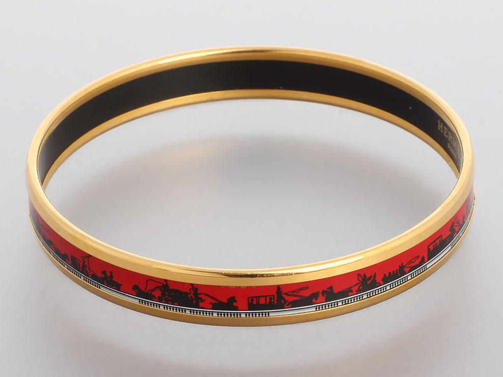 Hermès Narrow Enamel Les Ponts de Paris Bangle