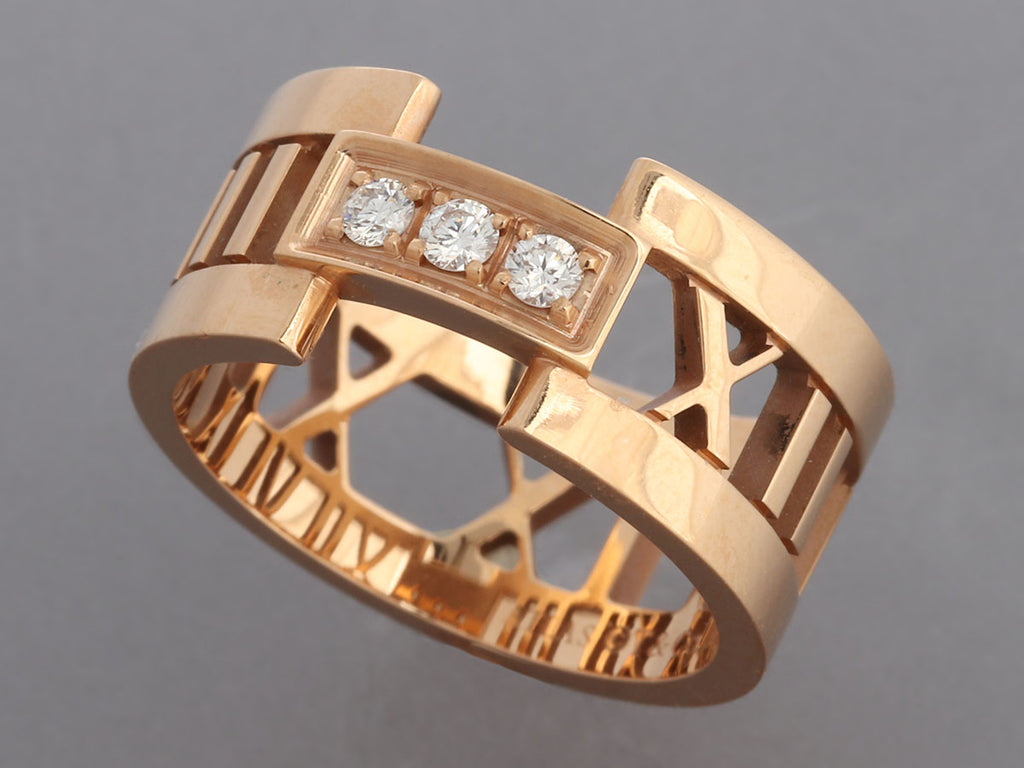 Tiffany & Co. 18K Rose Gold Three-Diamond Wide Open Atlas Ring