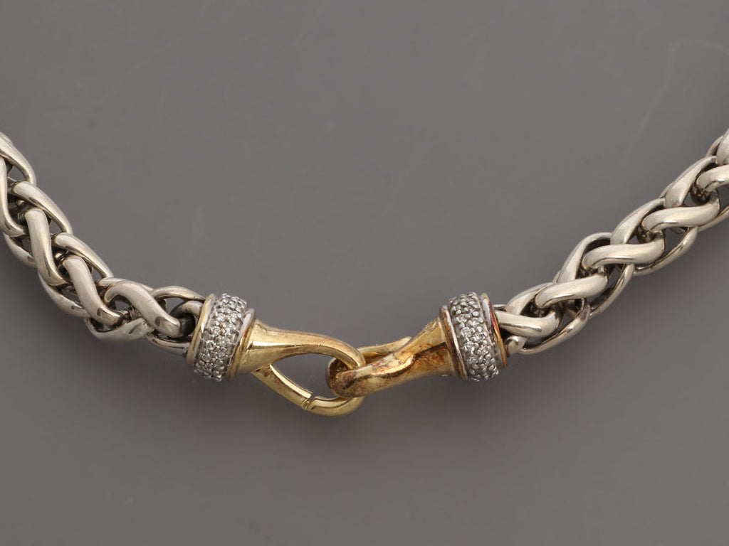 David Yurman Two-Tone Diamond Wheat Necklace