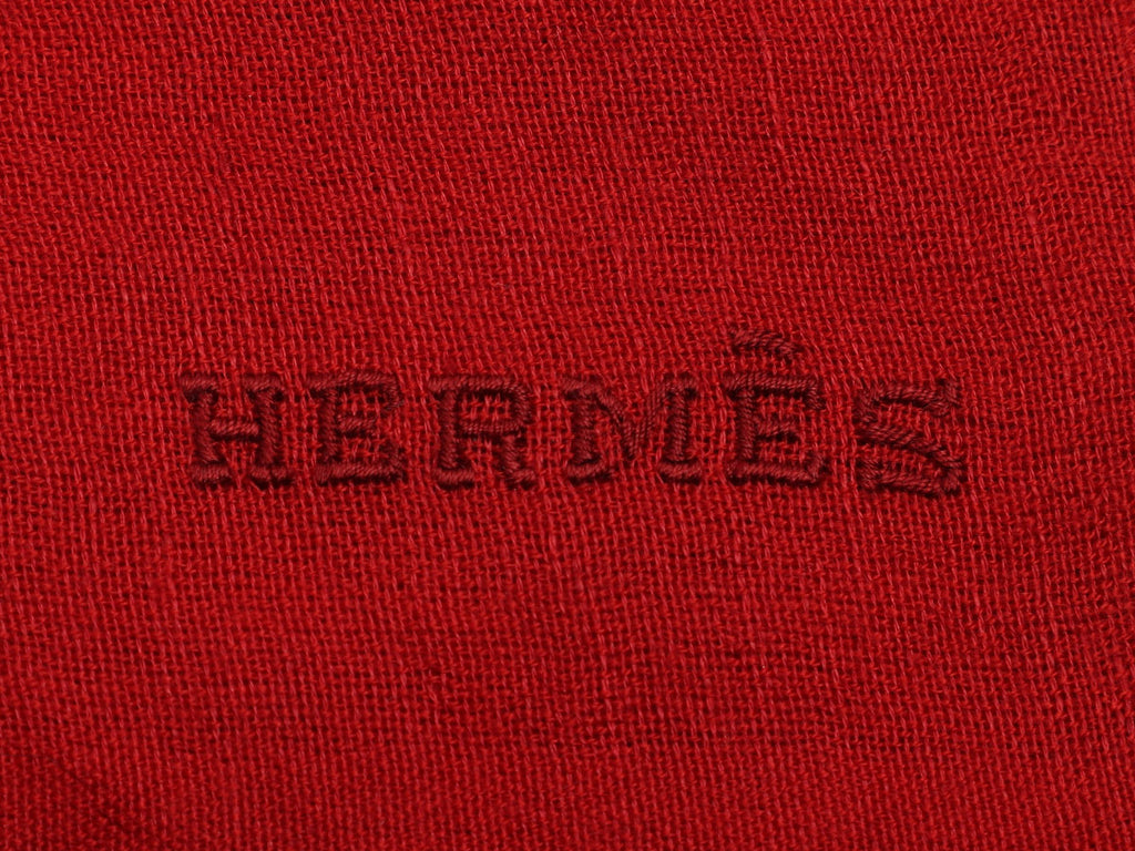 Hermès Red Cashmere and Linen Shawl