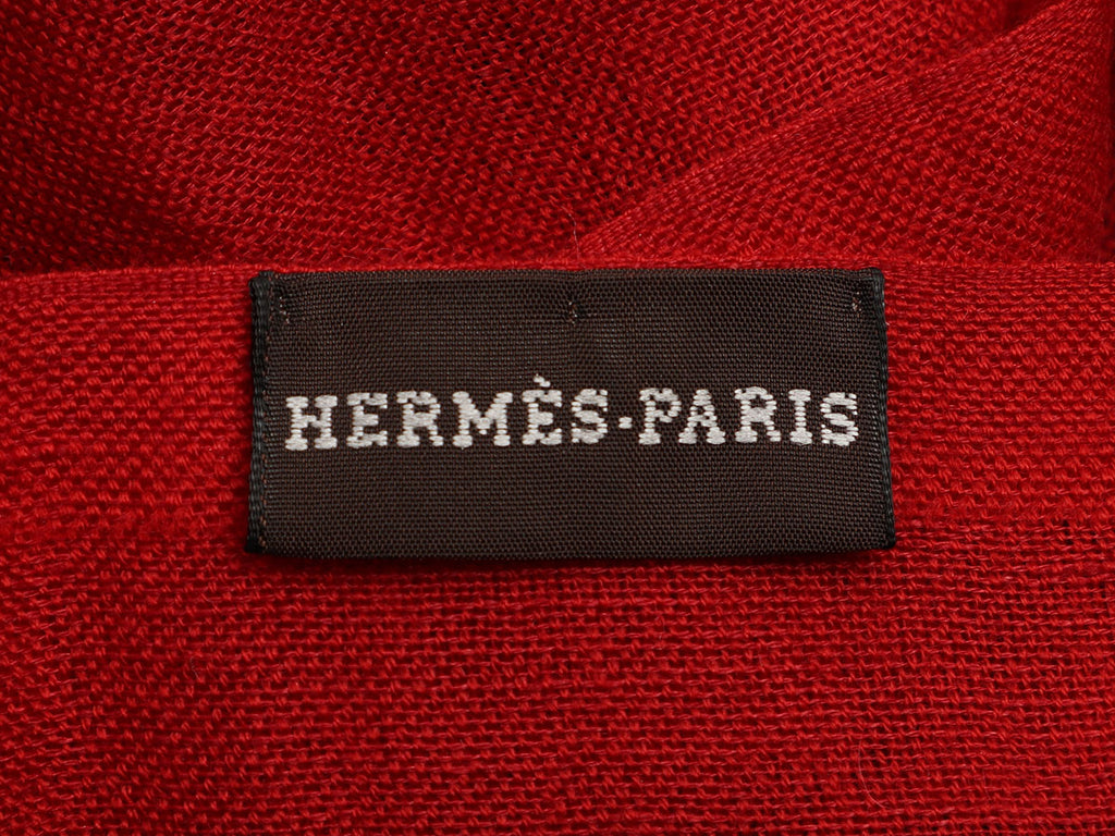 Hermès Red Cashmere and Linen Shawl