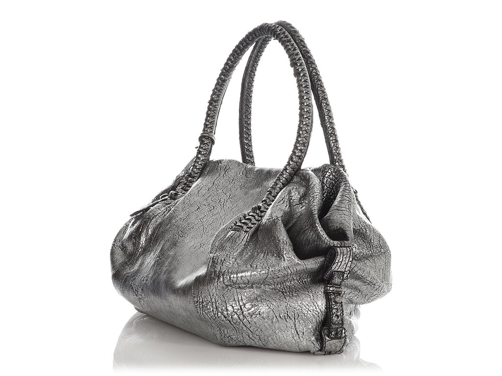 Ferragamo Metallic Silver Shoulder Bag