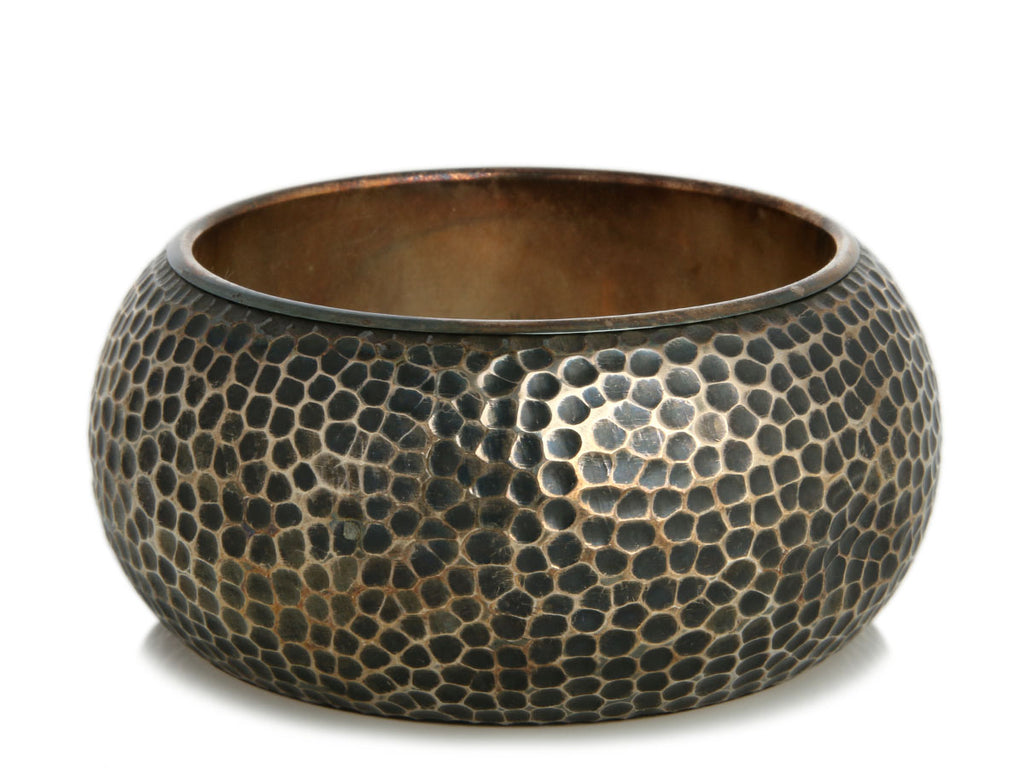 Bottega Veneta Hammered Sterling Silver Wide Bangle