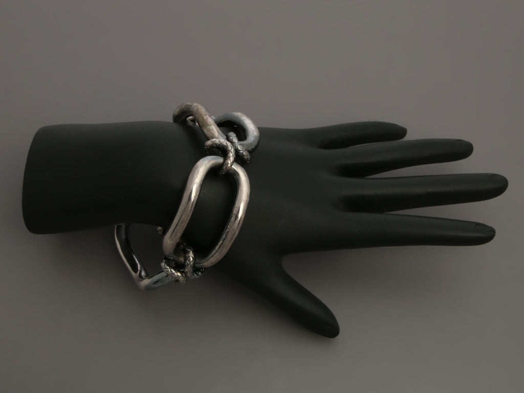 Bottega Veneta Large Link Sterling Silver Bracelet