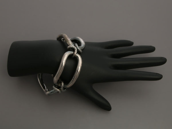 Bottega Veneta Large Link Sterling Silver Bracelet