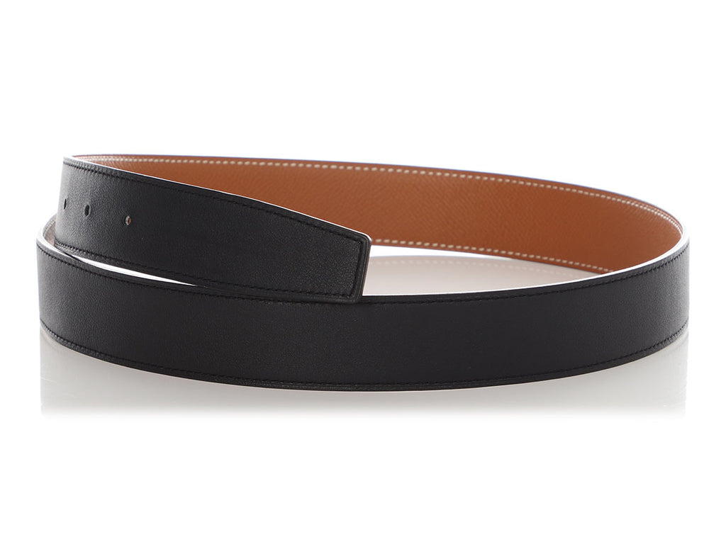 Hermès Black and Gold Reversible Belt Strap 32mm